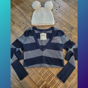 Hollister Deep V Striped Sweater